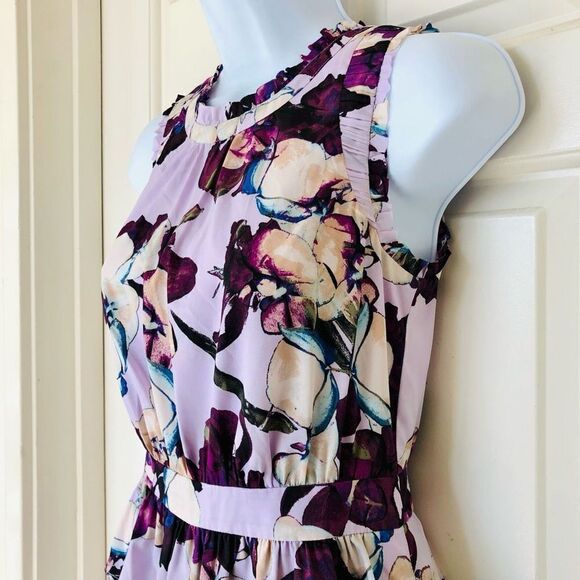 NWOT Banana Republic Sleeveless Lavender Floral Tier Dress - Picture 7 of 13